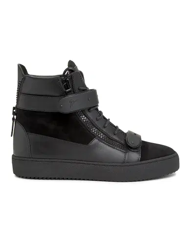 Giuseppe Zanotti Men's Ru50040 Leather High-Top Sneakers - Black | Thumbnail 1 Giuseppe Zanotti Men's Ru50040 Leather High-Top Sneakers - Black | Thumbnail 1
