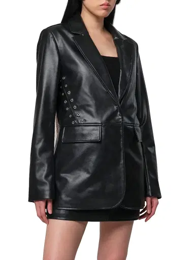 Apparis Women's Kelan Faux Leather Blazer - Noir | Thumbnail 3 Apparis Women's Kelan Faux Leather Blazer - Noir | Thumbnail 3