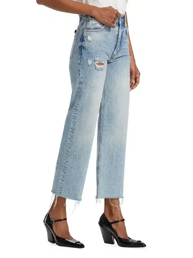 Anine Bing Women's Gavin High-Rise Distressed Wide Crop Jeans | Thumbnail 4 Anine Bing Women's Gavin High-Rise Distressed Wide Crop Jeans | Thumbnail 4