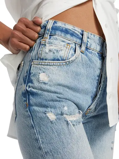 Anine Bing Women's Gavin High-Rise Distressed Wide Crop Jeans | Thumbnail 6 Anine Bing Women's Gavin High-Rise Distressed Wide Crop Jeans | Thumbnail 6