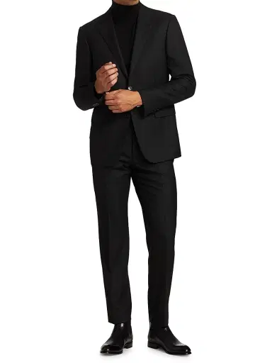 ZEGNA Men's Herringbone Wool Suit - Black | Thumbnail 2 ZEGNA Men's Herringbone Wool Suit - Black | Thumbnail 2