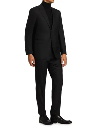 ZEGNA Men's Herringbone Wool Suit - Black | Thumbnail 4 ZEGNA Men's Herringbone Wool Suit - Black | Thumbnail 4