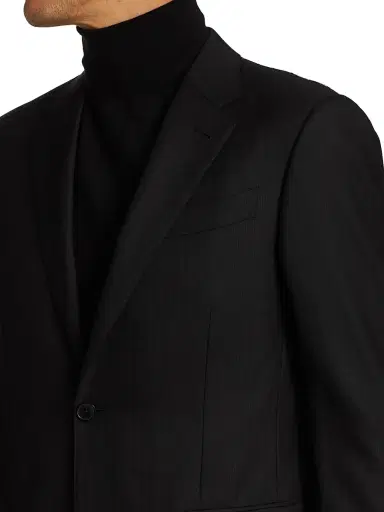 ZEGNA Men's Herringbone Wool Suit - Black | Thumbnail 6 ZEGNA Men's Herringbone Wool Suit - Black | Thumbnail 6