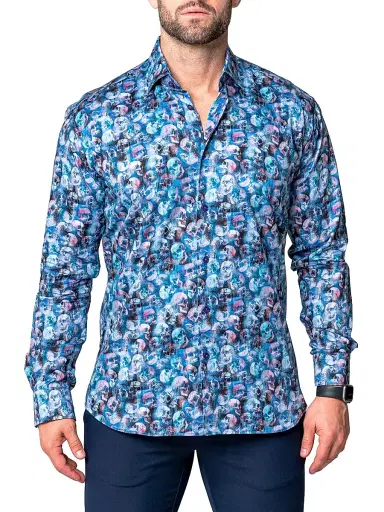 Maceoo Men's Fibonacci Skelz Shirt - Blue | Thumbnail 2 Maceoo Men's Fibonacci Skelz Shirt - Blue | Thumbnail 2