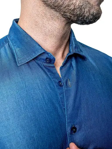 Maceoo Men's Fibonacci Shiny Denim Shirt | Thumbnail 7 Maceoo Men's Fibonacci Shiny Denim Shirt | Thumbnail 7