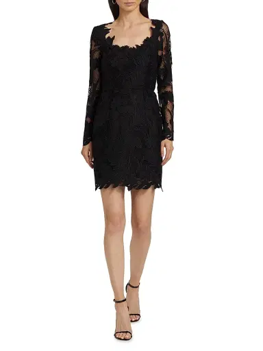 Oscar de la Renta Women's Marbled Carnation Guipure Minidress - Black | Thumbnail 2 Oscar de la Renta Women's Marbled Carnation Guipure Minidress - Black | Thumbnail 2