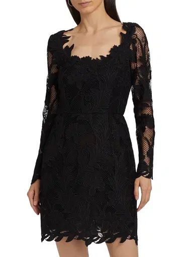 Oscar de la Renta Women's Marbled Carnation Guipure Minidress - Black | Thumbnail 3 Oscar de la Renta Women's Marbled Carnation Guipure Minidress - Black | Thumbnail 3