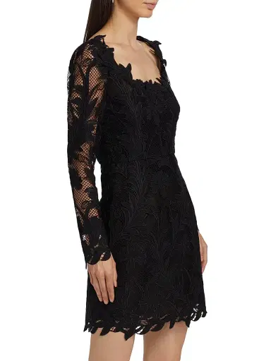 Oscar de la Renta Women's Marbled Carnation Guipure Minidress - Black | Thumbnail 4 Oscar de la Renta Women's Marbled Carnation Guipure Minidress - Black | Thumbnail 4