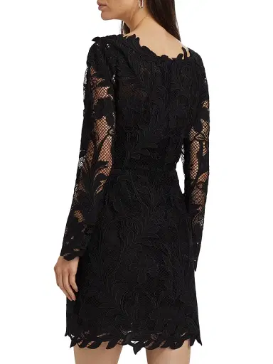 Oscar de la Renta Women's Marbled Carnation Guipure Minidress - Black | Thumbnail 5 Oscar de la Renta Women's Marbled Carnation Guipure Minidress - Black | Thumbnail 5