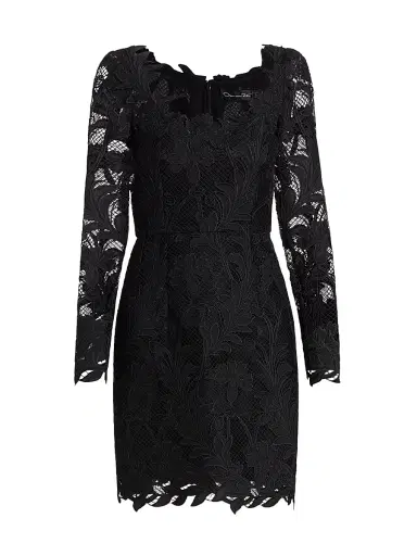 Oscar de la Renta Women's Marbled Carnation Guipure Minidress - Black | Thumbnail 1 Oscar de la Renta Women's Marbled Carnation Guipure Minidress - Black | Thumbnail 1