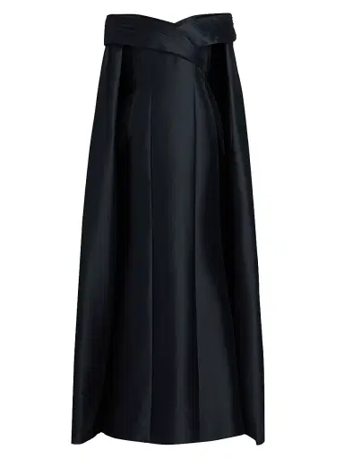 BADGLEY MISCHKA Women's Mikado Off-The-Shoulder Cape Gown | Thumbnail 1 BADGLEY MISCHKA Women's Mikado Off-The-Shoulder Cape Gown | Thumbnail 1