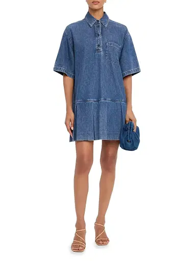 Frame Women's The Tennis Denim Minidress - Blue - Size XL | Thumbnail 2 Frame Women's The Tennis Denim Minidress - Blue - Size XL | Thumbnail 2