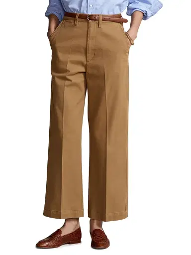 Polo Ralph Lauren Women's Cropped Stretch-Cotton Wide-Leg Pant - Khaki | Thumbnail 3 Polo Ralph Lauren Women's Cropped Stretch-Cotton Wide-Leg Pant - Khaki | Thumbnail 3