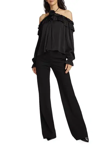 Wayf Women's Head Over Heels Satin Long-Sleeve Top - Black - Size Medium | Thumbnail 2 Wayf Women's Head Over Heels Satin Long-Sleeve Top - Black - Size Medium | Thumbnail 2