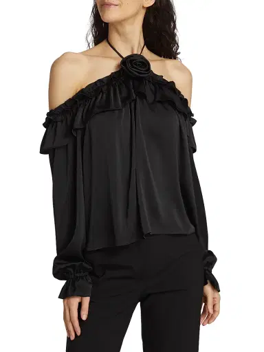 Wayf Women's Head Over Heels Satin Long-Sleeve Top - Black - Size Medium | Thumbnail 3 Wayf Women's Head Over Heels Satin Long-Sleeve Top - Black - Size Medium | Thumbnail 3