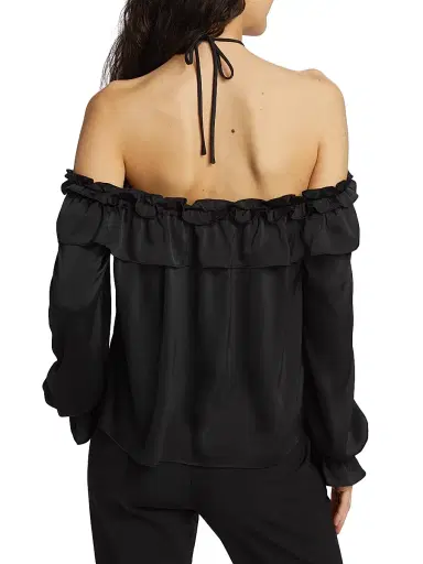 Wayf Women's Head Over Heels Satin Long-Sleeve Top - Black - Size Medium | Thumbnail 5 Wayf Women's Head Over Heels Satin Long-Sleeve Top - Black - Size Medium | Thumbnail 5