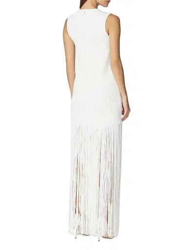 Hervé Léger Women's Ottoman-Knit Fringe Maxi Dress - Alabaster | Thumbnail 5 Hervé Léger Women's Ottoman-Knit Fringe Maxi Dress - Alabaster | Thumbnail 5