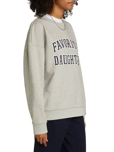 Favorite Daughter Women's Collegiate Oversized Logo Cotton-Blend Sweatshirt - Heather Grey - Size XS | Thumbnail 4 Favorite Daughter Women's Collegiate Oversized Logo Cotton-Blend Sweatshirt - Heather Grey - Size XS | Thumbnail 4