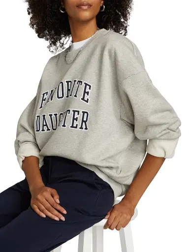 Favorite Daughter Women's Collegiate Oversized Logo Cotton-Blend Sweatshirt - Heather Grey - Size XS | Thumbnail 6 Favorite Daughter Women's Collegiate Oversized Logo Cotton-Blend Sweatshirt - Heather Grey - Size XS | Thumbnail 6