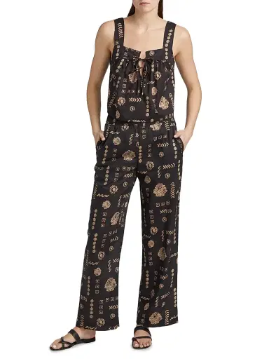 Rails Women's Brendon Abstract Cotton Straight Pants - Beach Shells | Thumbnail 2 Rails Women's Brendon Abstract Cotton Straight Pants - Beach Shells | Thumbnail 2