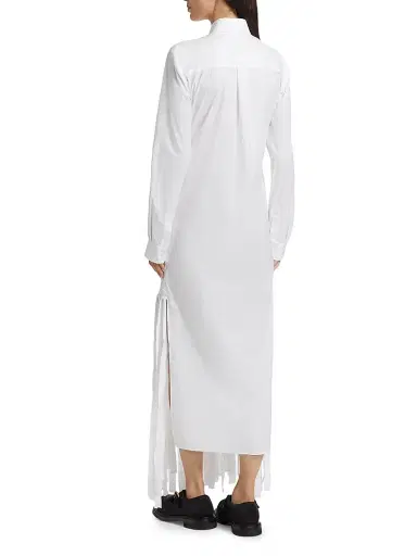 MOSCHINO Women's Cotton Poplin Fringe Shirtdress - White | Thumbnail 5 MOSCHINO Women's Cotton Poplin Fringe Shirtdress - White | Thumbnail 5
