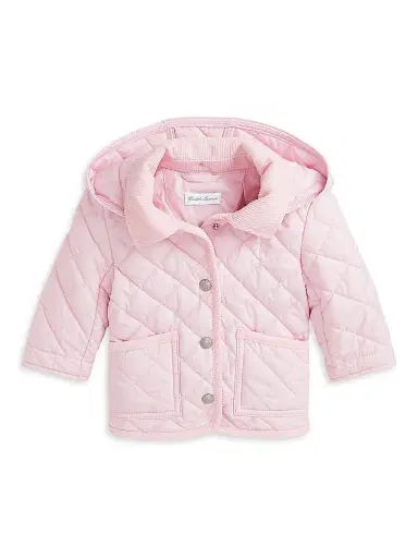 Polo Ralph Lauren Baby Girl's Quilted Hooded Jacket - Hint Of Pink 9 Months | Thumbnail 1 Polo Ralph Lauren Baby Girl's Quilted Hooded Jacket - Hint Of Pink 9 Months | Thumbnail 1