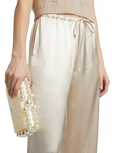 SPRWMN Women's Kauai Silk Wide-Leg Pants - Champagne | Thumbnail 6 SPRWMN Women's Kauai Silk Wide-Leg Pants - Champagne | Thumbnail 6