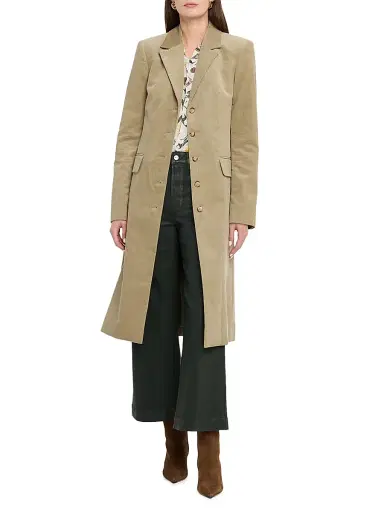 PAIGE Women's Trexi Long Corduroy Coat - Olive | Thumbnail 2 PAIGE Women's Trexi Long Corduroy Coat - Olive | Thumbnail 2