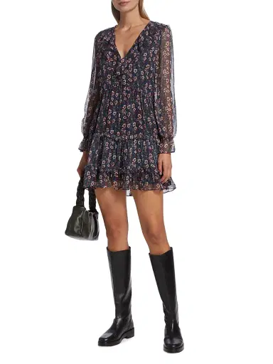 Joie Women's Adanson Silk Minidress - Caviar Multi | Thumbnail 2 Joie Women's Adanson Silk Minidress - Caviar Multi | Thumbnail 2