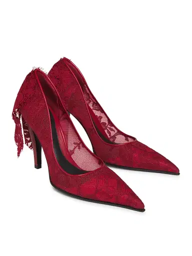 McQueen Women's 100MM Lace Pumps - Crimson | Thumbnail 2 McQueen Women's 100MM Lace Pumps - Crimson | Thumbnail 2