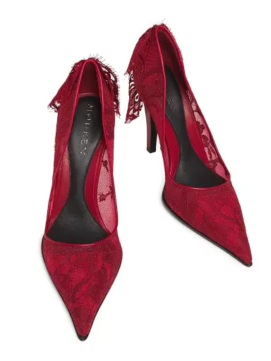 McQueen Women's 100MM Lace Pumps - Crimson | Thumbnail 4 McQueen Women's 100MM Lace Pumps - Crimson | Thumbnail 4