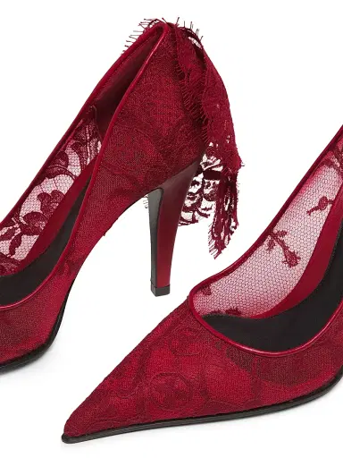 McQueen Women's 100MM Lace Pumps - Crimson | Thumbnail 5 McQueen Women's 100MM Lace Pumps - Crimson | Thumbnail 5