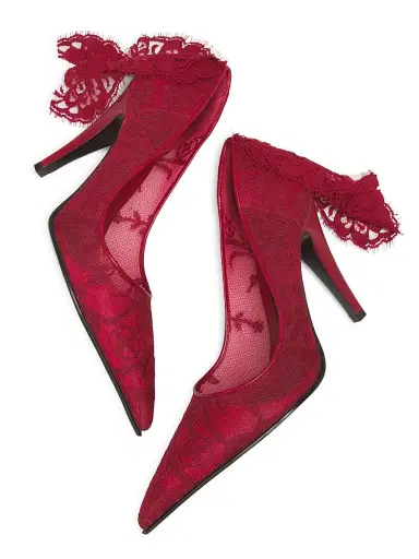 McQueen Women's 100MM Lace Pumps - Crimson | Thumbnail 6 McQueen Women's 100MM Lace Pumps - Crimson | Thumbnail 6