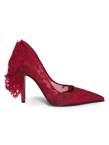 McQueen Women's 100MM Lace Pumps - Crimson | Thumbnail 1 McQueen Women's 100MM Lace Pumps - Crimson | Thumbnail 1