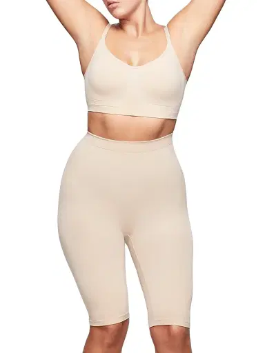Skims Women's Seamless Sculpt High-Waisted Above-The-Knee Shorts - Clay - Size XXS | Thumbnail 2 Skims Women's Seamless Sculpt High-Waisted Above-The-Knee Shorts - Clay - Size XXS | Thumbnail 2