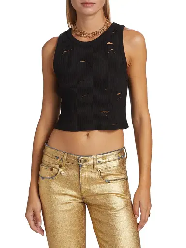 R13 Women's Distressed Crop Tank - Black - Size XS | Thumbnail 3 R13 Women's Distressed Crop Tank - Black - Size XS | Thumbnail 3