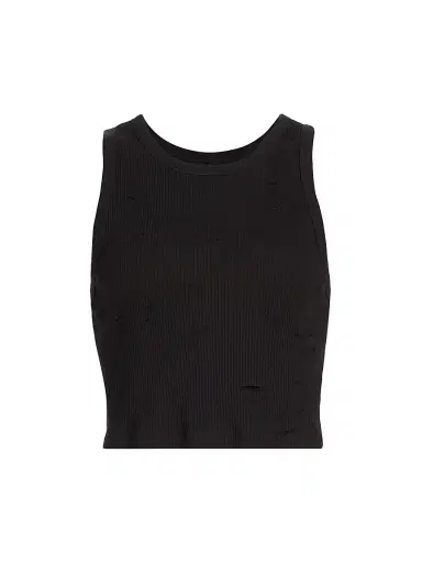 R13 Women's Distressed Crop Tank - Black - Size XS | Thumbnail 1 R13 Women's Distressed Crop Tank - Black - Size XS | Thumbnail 1