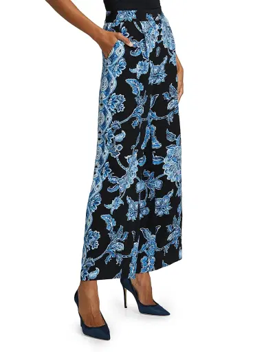 Elie Tahari Women's Skylar Floral Mid-Rise Pants - Estate Garden Noir Ground | Thumbnail 4 Elie Tahari Women's Skylar Floral Mid-Rise Pants - Estate Garden Noir Ground | Thumbnail 4