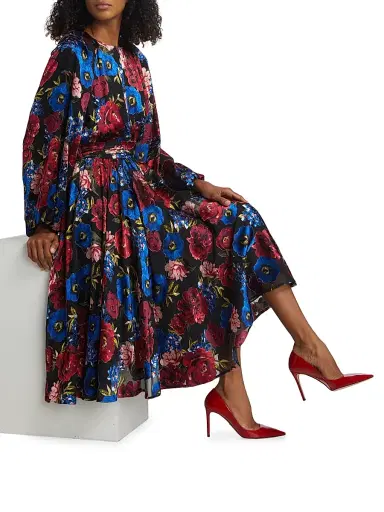 Elie Tahari Women's The Audrey Floral Midi-Dress - Nocturnal Blooms | Thumbnail 2 Elie Tahari Women's The Audrey Floral Midi-Dress - Nocturnal Blooms | Thumbnail 2