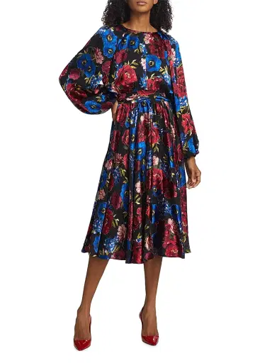 Elie Tahari Women's The Audrey Floral Midi-Dress - Nocturnal Blooms | Thumbnail 3 Elie Tahari Women's The Audrey Floral Midi-Dress - Nocturnal Blooms | Thumbnail 3