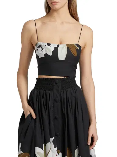 Adam Lippes Women's Bex Floral Cotton Voile Crop Top - Black White | Thumbnail 3 Adam Lippes Women's Bex Floral Cotton Voile Crop Top - Black White | Thumbnail 3