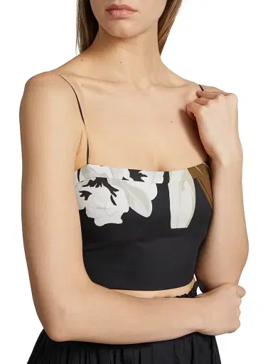 Adam Lippes Women's Bex Floral Cotton Voile Crop Top - Black White | Thumbnail 6 Adam Lippes Women's Bex Floral Cotton Voile Crop Top - Black White | Thumbnail 6
