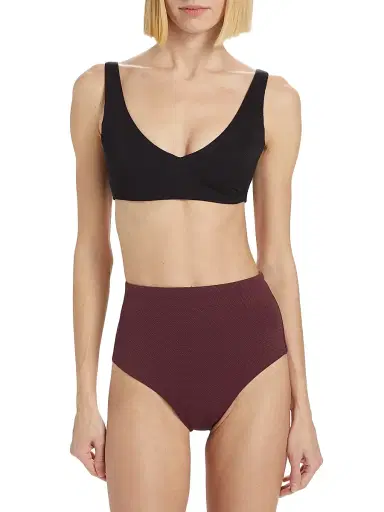 Spanx Women's Textured Pique Plunge Bikini Top - Very Black - Size Small | Thumbnail 3 Spanx Women's Textured Pique Plunge Bikini Top - Very Black - Size Small | Thumbnail 3