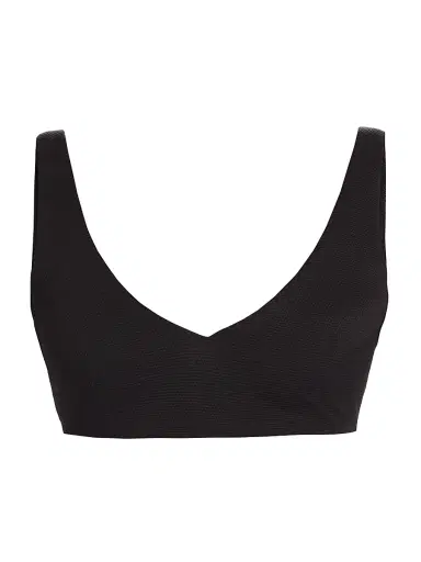 Spanx Women's Textured Pique Plunge Bikini Top - Very Black - Size Small | Thumbnail 1 Spanx Women's Textured Pique Plunge Bikini Top - Very Black - Size Small | Thumbnail 1