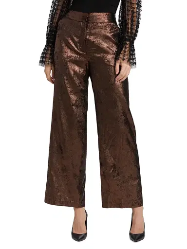 Elie Tahari Women's Hannah Gilded Straight-Leg Trousers - Maroon | Thumbnail 3 Elie Tahari Women's Hannah Gilded Straight-Leg Trousers - Maroon | Thumbnail 3