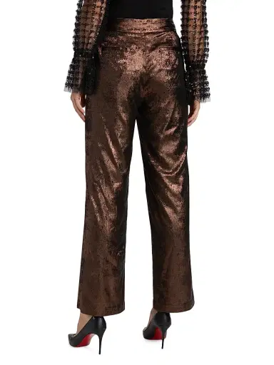 Elie Tahari Women's Hannah Gilded Straight-Leg Trousers - Maroon | Thumbnail 5 Elie Tahari Women's Hannah Gilded Straight-Leg Trousers - Maroon | Thumbnail 5