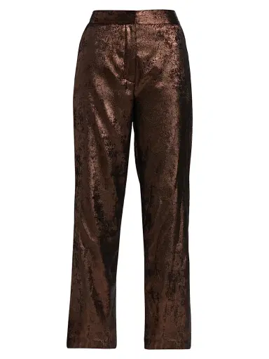 Elie Tahari Women's Hannah Gilded Straight-Leg Trousers - Maroon | Thumbnail 1 Elie Tahari Women's Hannah Gilded Straight-Leg Trousers - Maroon | Thumbnail 1