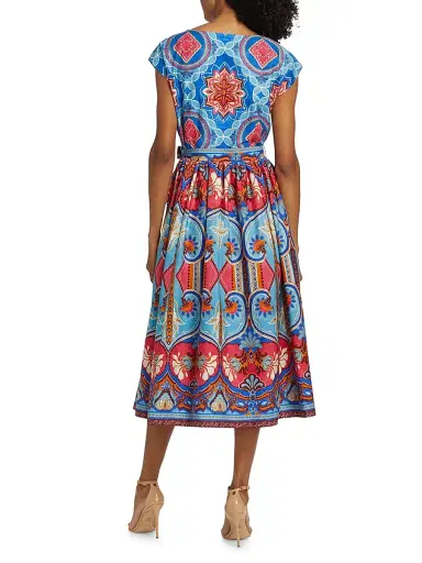Elie Tahari Women's Adeline Tapestry Floral Cotton Midi-Dress - Tapestry Floral Print | Thumbnail 5 Elie Tahari Women's Adeline Tapestry Floral Cotton Midi-Dress - Tapestry Floral Print | Thumbnail 5