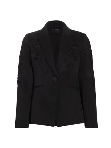 Elie Tahari Women's Blair Floral Matte Crepe Single-Button Blazer - Noir | Thumbnail 1 Elie Tahari Women's Blair Floral Matte Crepe Single-Button Blazer - Noir | Thumbnail 1