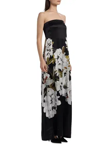 Adam Lippes Women's Marais Floral Silk Charmeuse Dress - Black White | Thumbnail 4 Adam Lippes Women's Marais Floral Silk Charmeuse Dress - Black White | Thumbnail 4